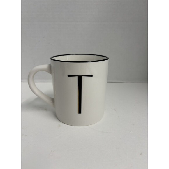 Threshold T Monogram Coffee Mug White, Black, Gold - Picture 5 of 7